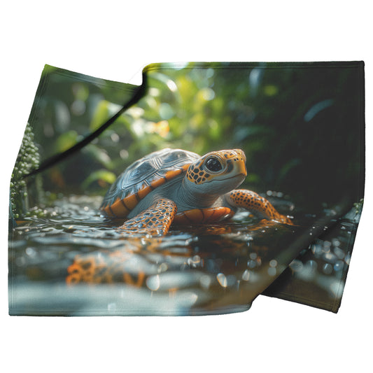 Baby Turtle Cozy Fleece and Sherpa Blanket Enchanting Serenity from the Depths of Nature - Awakening Righteousness