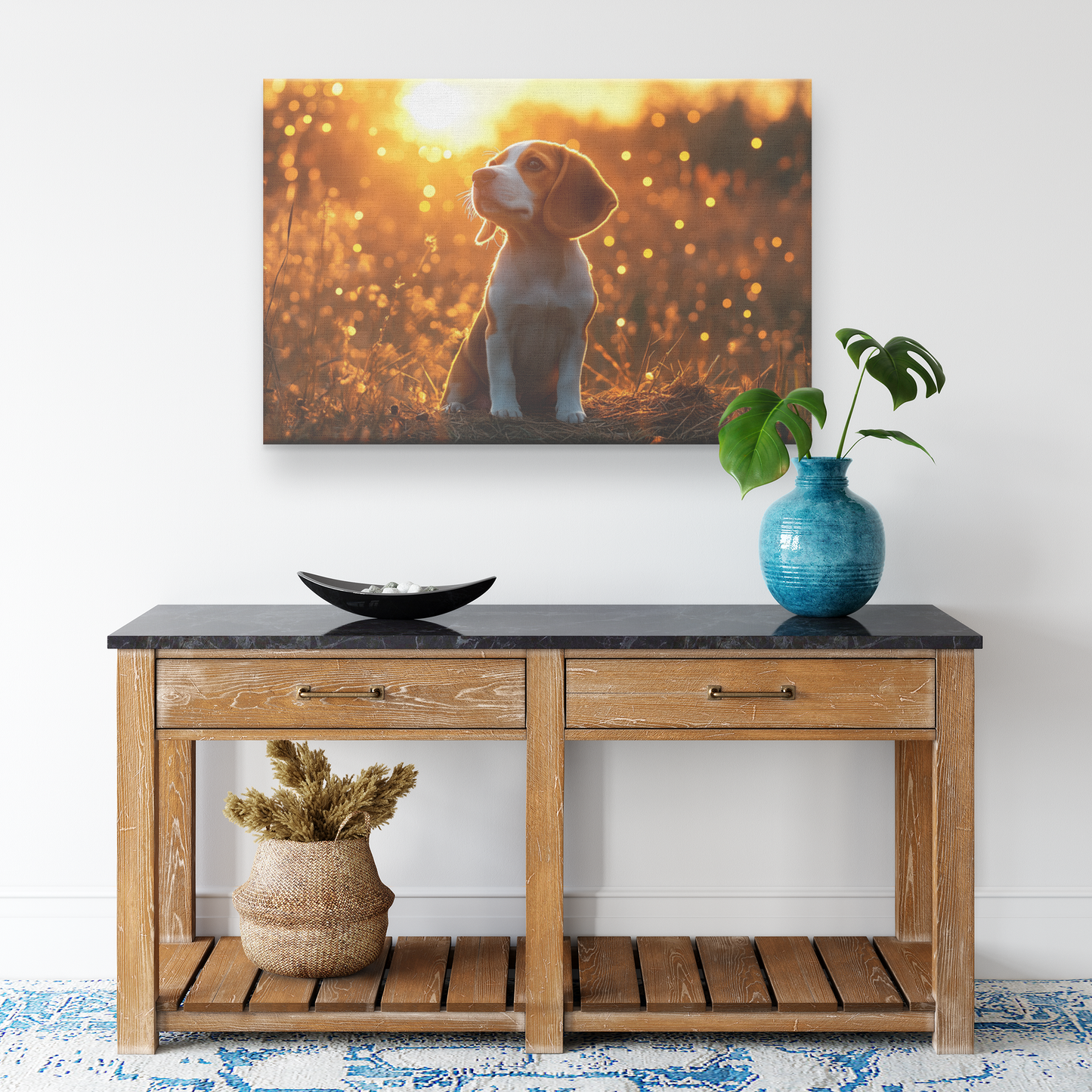 Beagle_Standing_Proudly_on_a_Glowing_Gar_H_Rectangle_Smaller_Lifestyle_Mockup.png