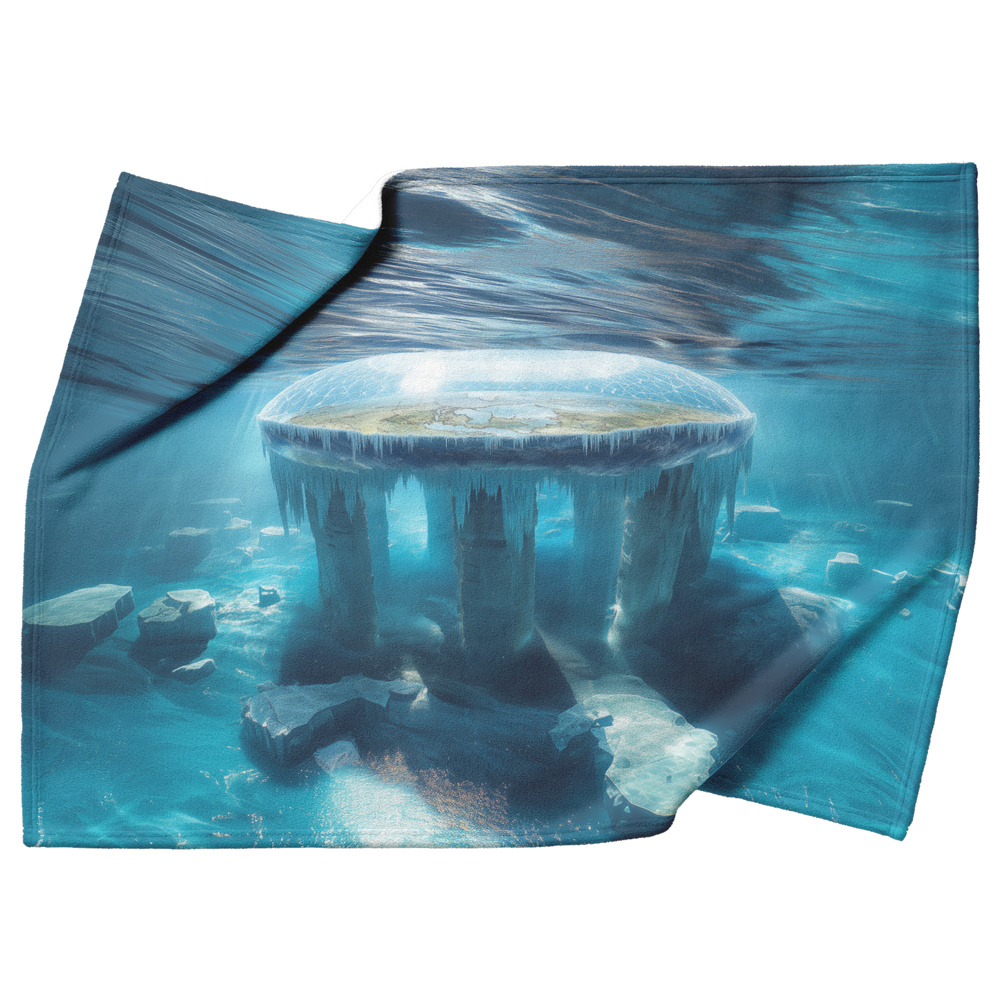 Biblical_Flat_Earth_With_Gleasons_Map_Ic_H_Blanket_Top_Bottom_Folds_Mockup.png