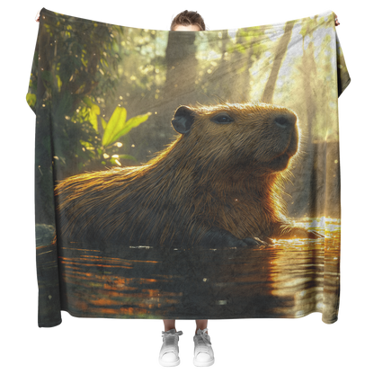Capybara_in_Glowing_River_with_Lush_Gree_H_Blanket_Model_Mockup.png