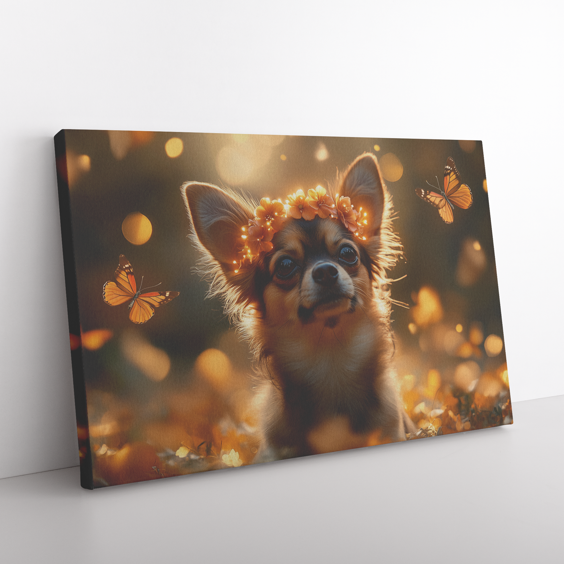 Chihuahua_Wearing_a_Glowing_Flower_Crown_H_Rectangle_Angle_Floor_Mockup.png