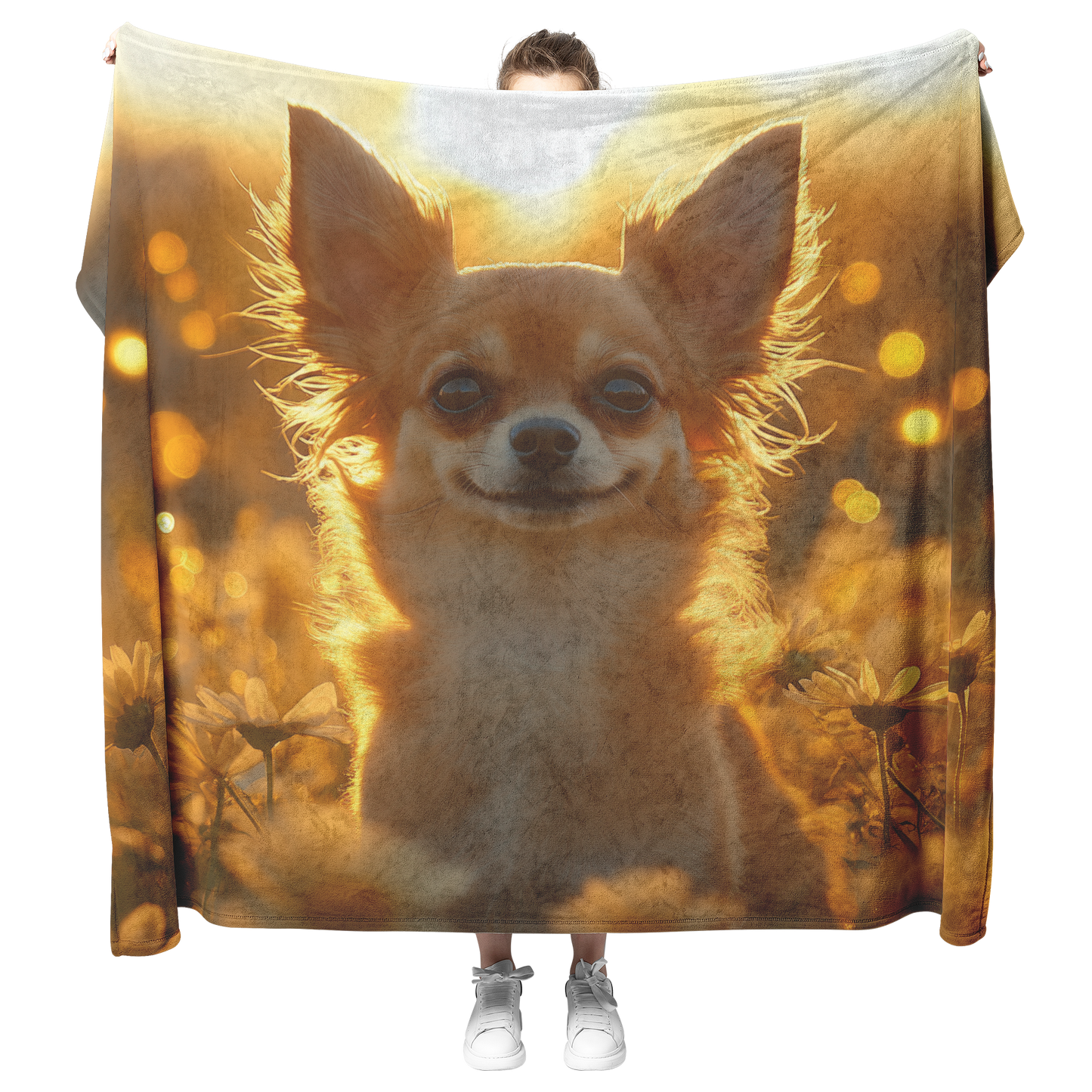 Chihuahua_in_Daisy_Field_with_Mist_Spark_H_Blanket_Model_Mockup.png