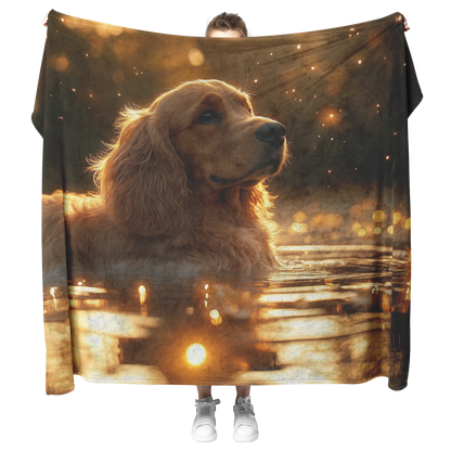 Cocker_Spaniel_Resting_by_Glowing_Pond_w_H_Blanket_Model_Mockup.png