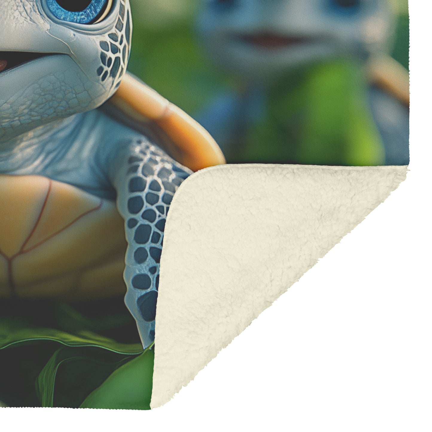 Cute Baby Turtles with Big Eyes Cozy Fleece Sherpa Blanket - Awakening Righteousness