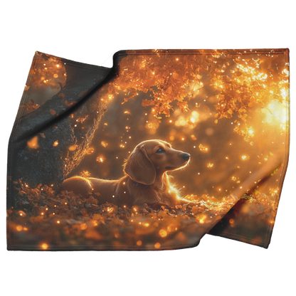 Dachshund_Under_Glowing_Tree_with_Golden_H_Blanket_Top_Bottom_Folds_Mockup.png