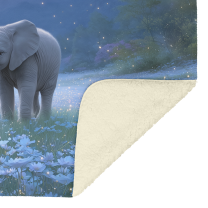 Enchanted_Baby_Elephant_In_Field_Of_Star_H_Blanket_Sherpa_Mockup.png