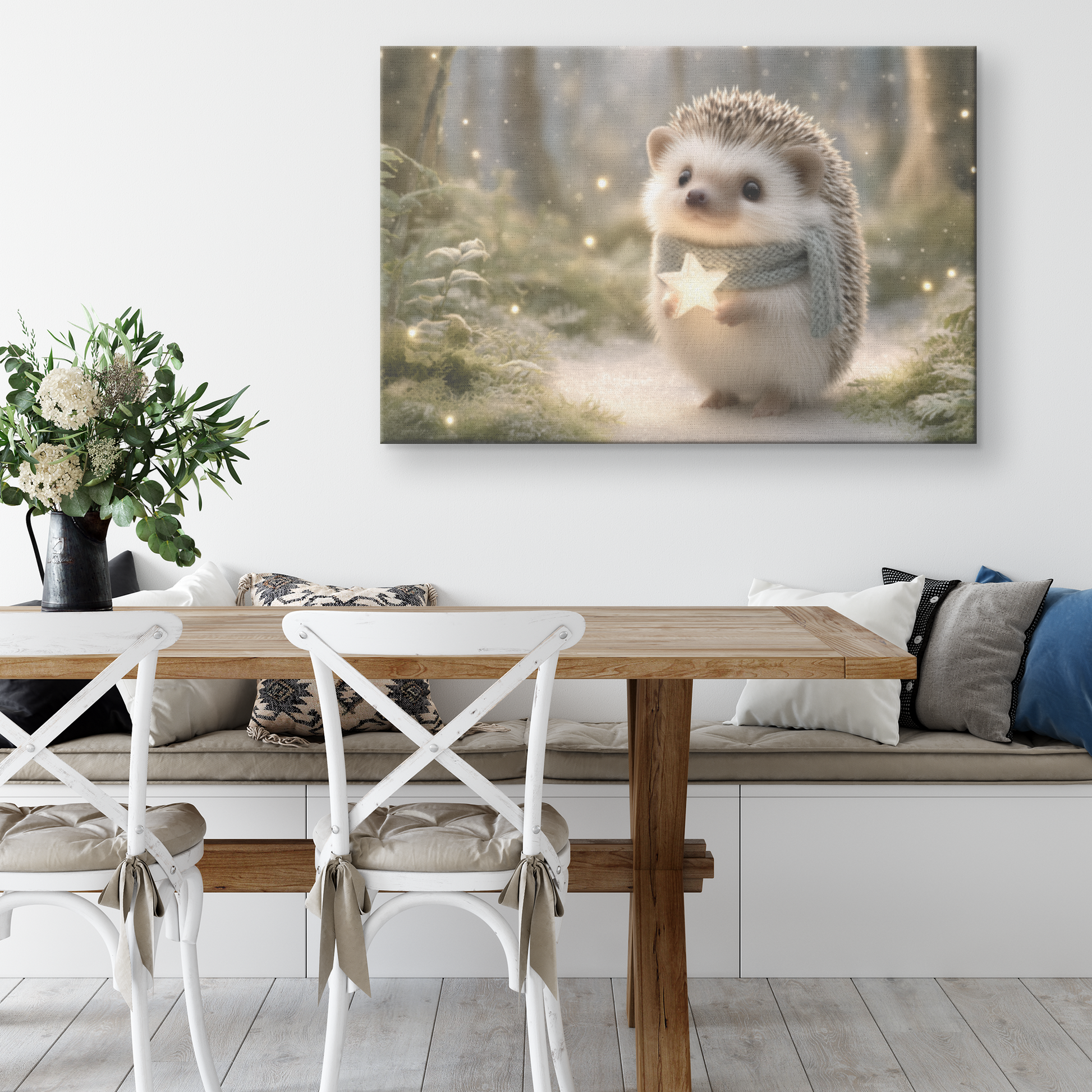 Enchanted_Hedgehog_Wearing_Scarf_Holding_H_Rectangle_Larger_Lifestyle_Mockup.png_15524708