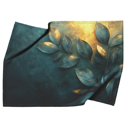 Forest_Green_and_Gold_Abstract_Floral_De_H_Blanket_Top_Bottom_Folds_Mockup.png