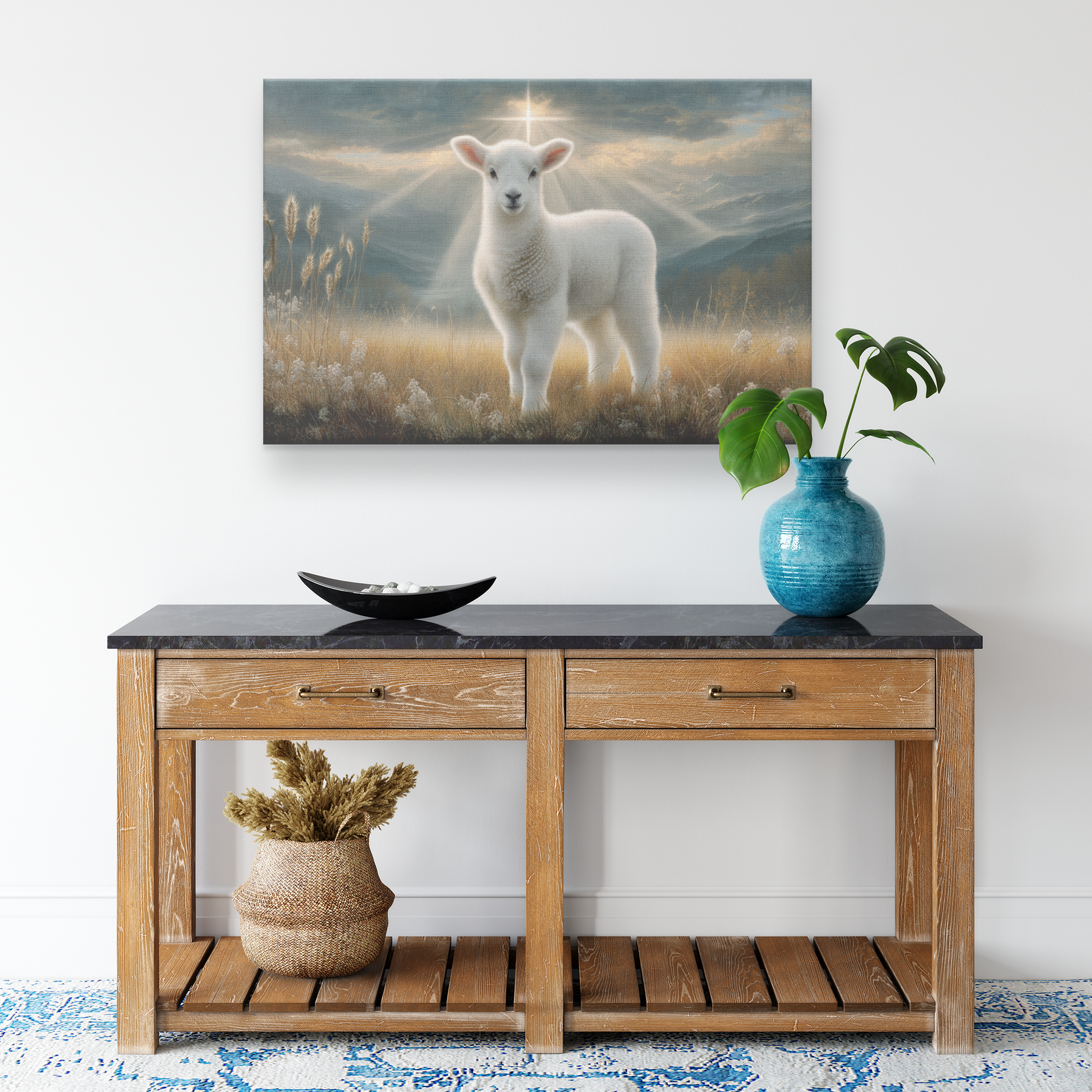 Gentle_Lamb_Beneath_Glowing_Cross_in_Gol_H_Rectangle_Smaller_Lifestyle_Mockup.png_15486667