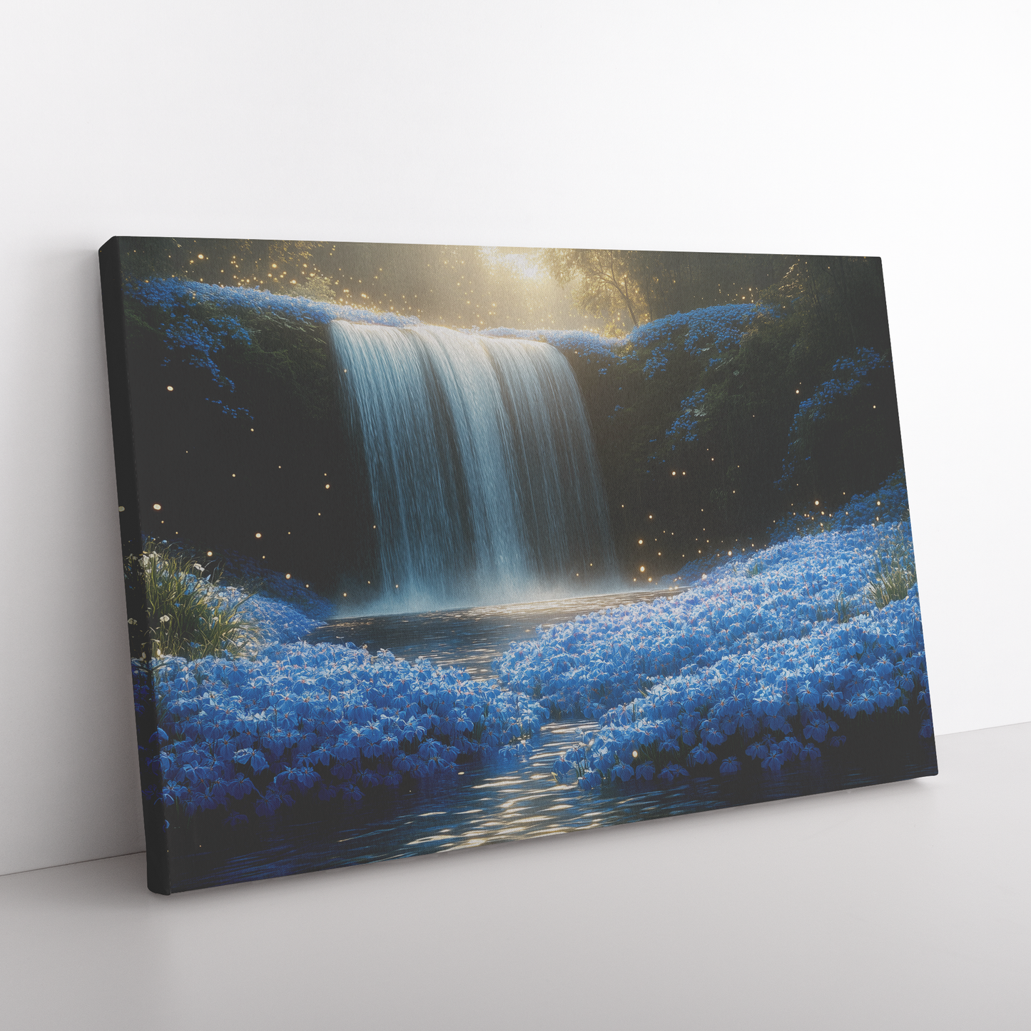 Glowing_Blue_Irises_Blooming_Beside_Crys_H_Rectangle_Angle_Floor_Mockup.png