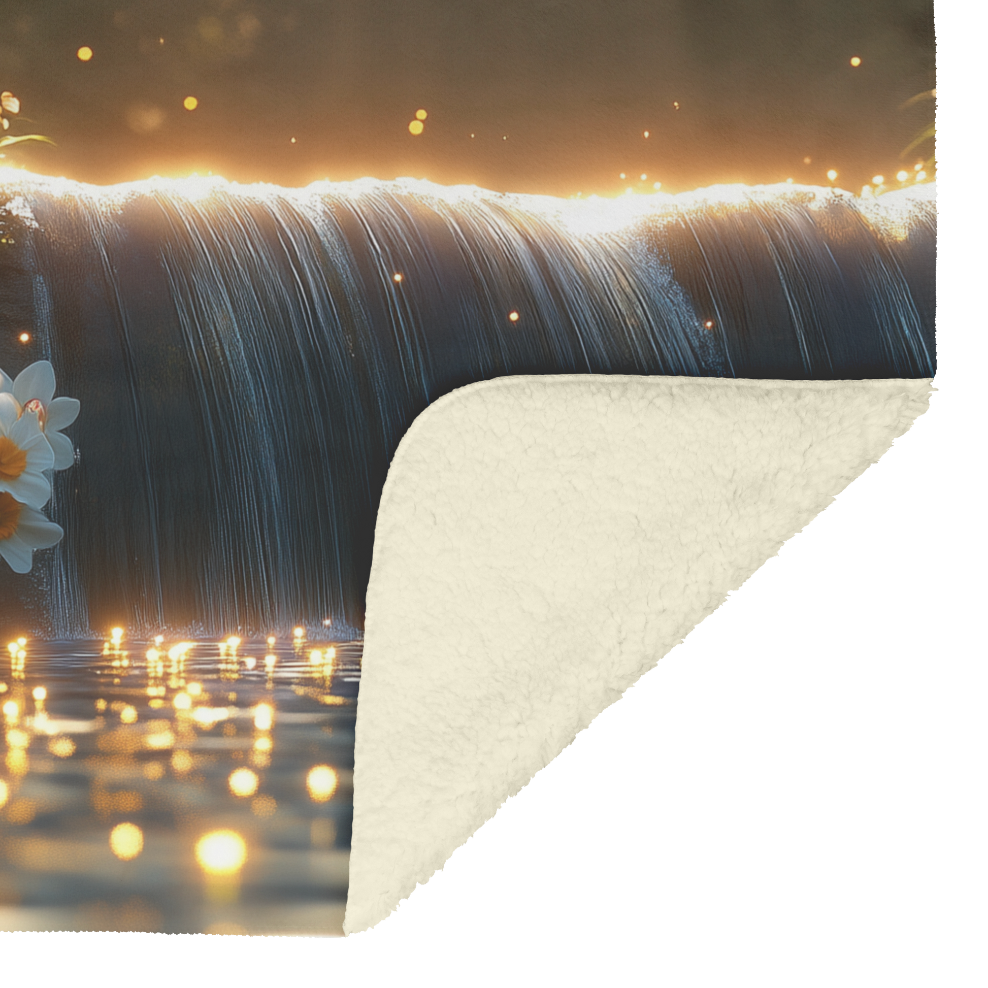 Glowing_Daffodils_by_Waterfall_Fleece_Sh_H_Blanket_Sherpa_Mockup.png