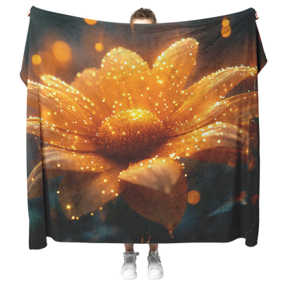Glowing_Daisy_Covered_in_Morning_Dew_Fle_H_Blanket_Model_Mockup.png