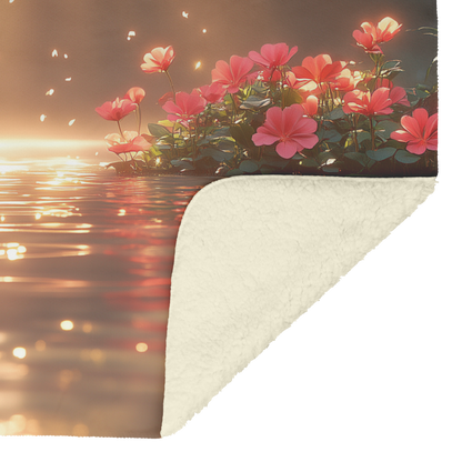 Glowing_Geraniums_by_Pond_with_Golden_Ri_H_Blanket_Sherpa_Mockup.png