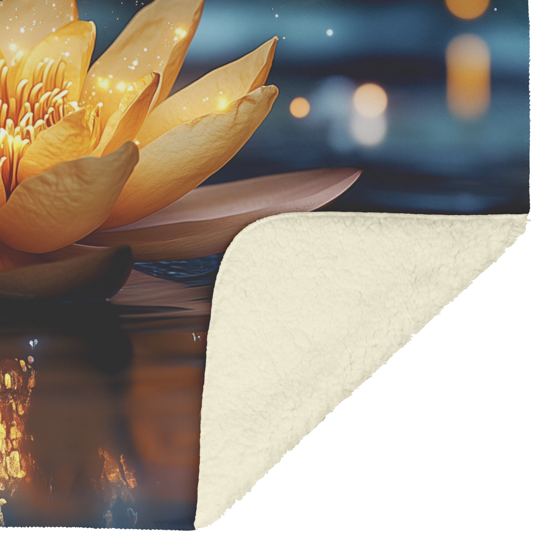 Glowing_Golden_Lotus_with_Moonlight_Ripp_H_Blanket_Sherpa_Mockup.png