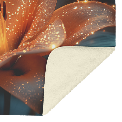 Glowing_Lily_with_Dewdrops_and_Firefly_S_H_Blanket_Sherpa_Mockup.png
