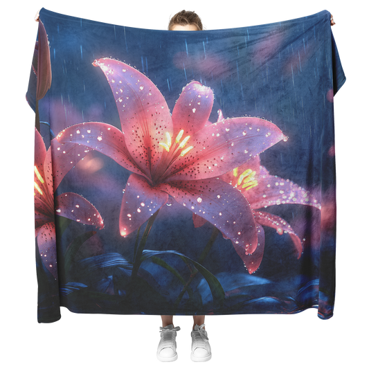 Glowing_Pink_Lily_Garden_with_Moonlight__H_Blanket_Model_Mockup.png