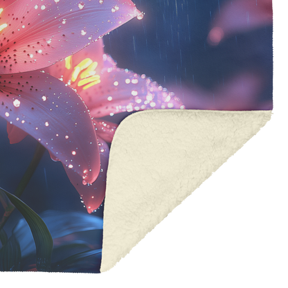 Glowing_Pink_Lily_Garden_with_Moonlight__H_Blanket_Sherpa_Mockup.png
