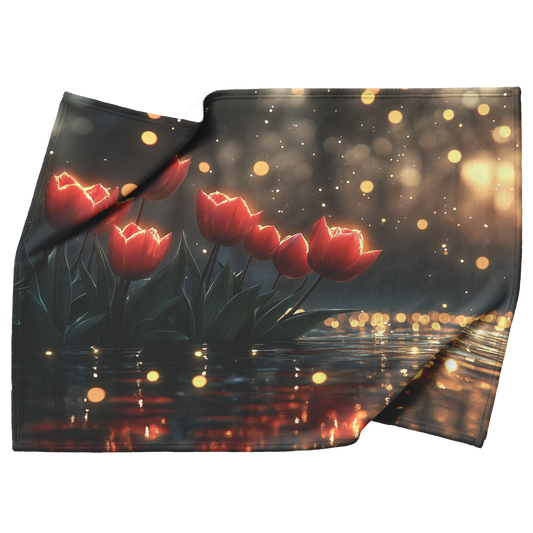 Glowing_Red_Tulips_by_Clear_Pond_with_Go_H_Blanket_Top_Bottom_Folds_Mockup.png