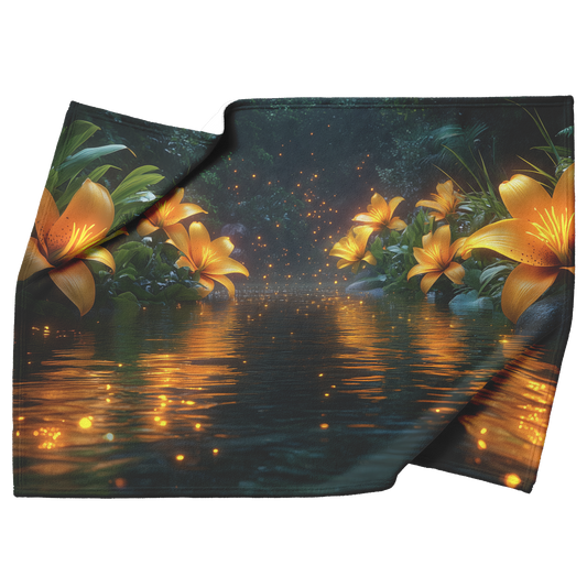Glowing_Yellow_Lilies_by_Golden_Riverban_H_Blanket_Top_Bottom_Folds_Mockup.png