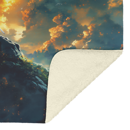 Heroic_Warrior_Standing_Atop_Cliff_With__H_Blanket_Sherpa_Mockup.png