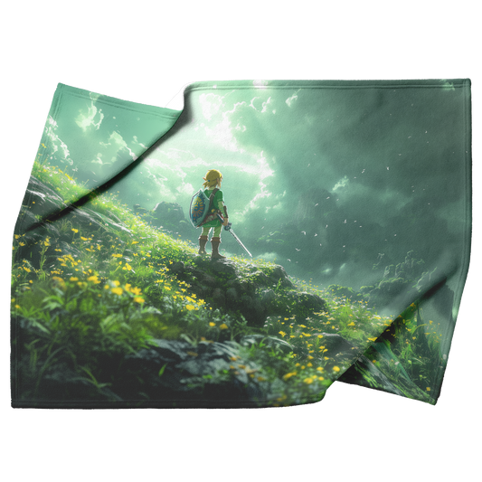 Heroic_Warrior_Standing_Atop_Cliff_With__H_Blanket_Top_Bottom_Folds_Mockup.png
