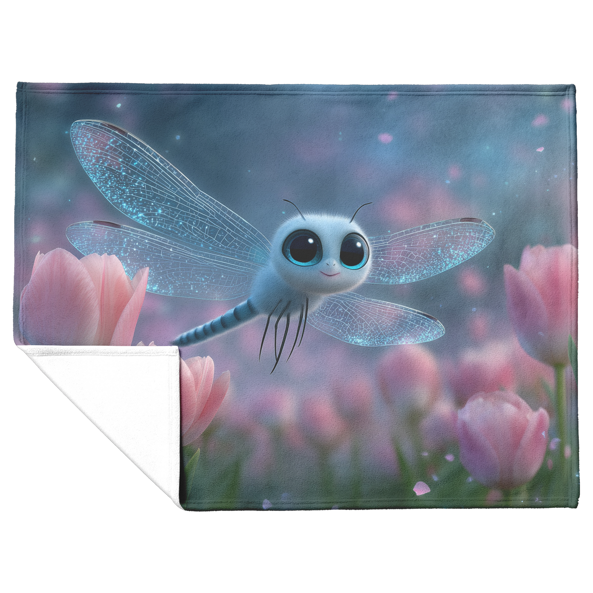 Kawaii_Dragonfly_With_Sparkly_Wings_And__H_Blanket_Flat_Fold_Mockup.png