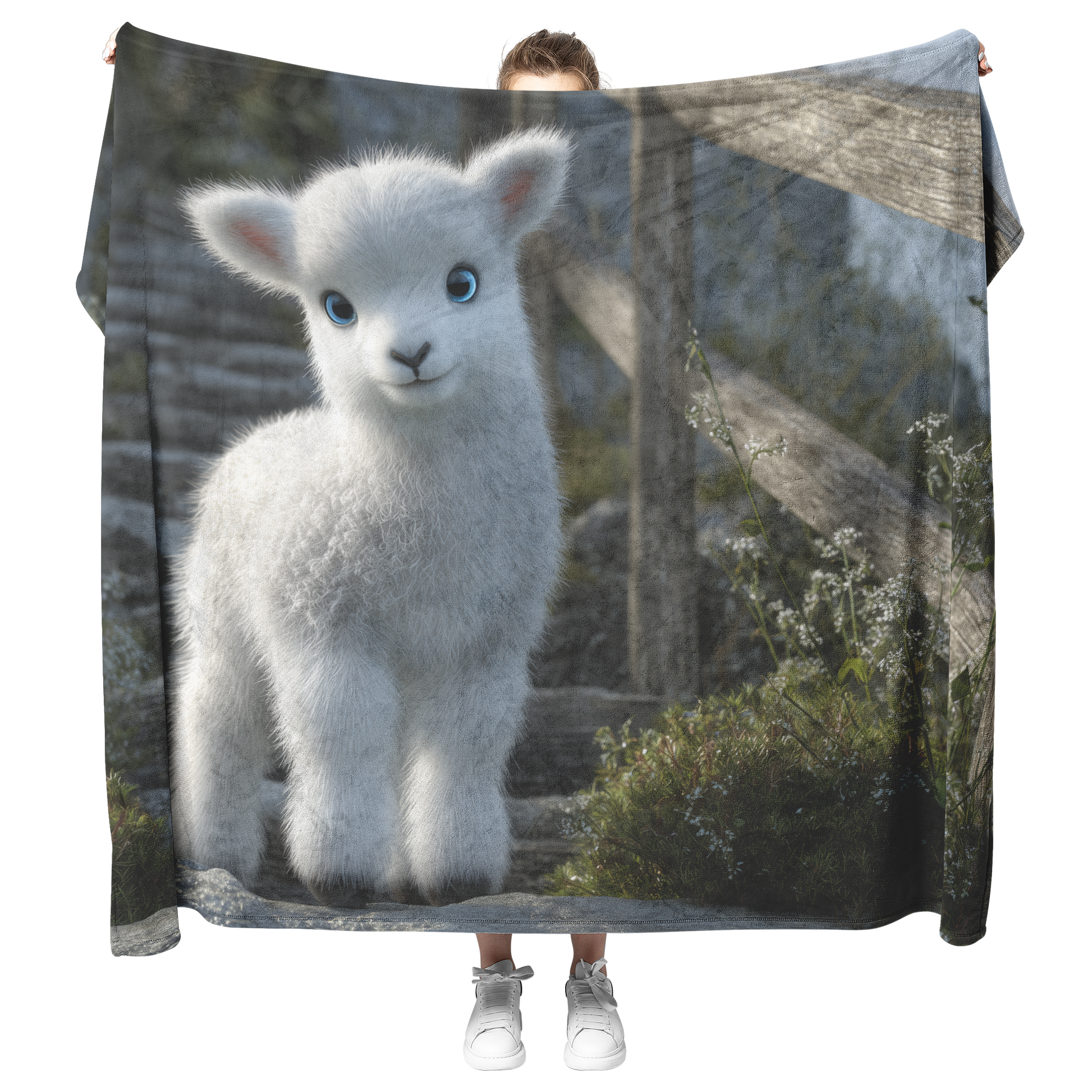 Lamb_With_Blue_Eyes_At_Radiant_Stairway__H_Blanket_Model_Mockup.png