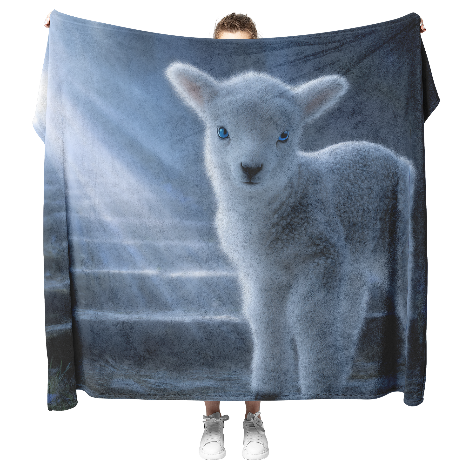 Lamb_With_Blue_Eyes_At_Radiant_Stairway__H_Blanket_Model_Mockup.png