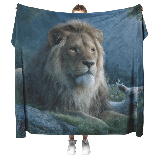 Lion_Laying_Protectively_Beside_Lamb_Und_H_Blanket_Model_Mockup.png