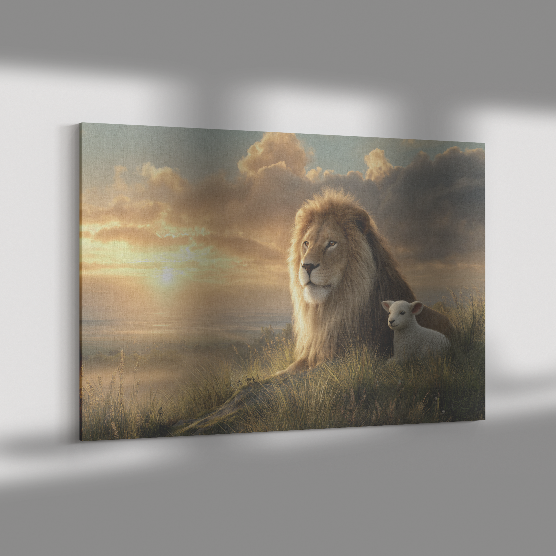 Lion_with_Lamb_Resting_in_Mane_Under_War_H_Rectangle_Dramatic_Shadow_Mockup.png_15486488