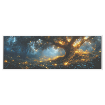 Magical_Forest_Fairies_Glowing_Trees_Lum_White_Framed_Canvas_H_Panoramic_Main_Mockup.png