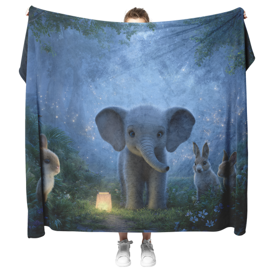 Magical_Forest_With_Baby_Elephant_And_An_H_Blanket_Model_Mockup.png