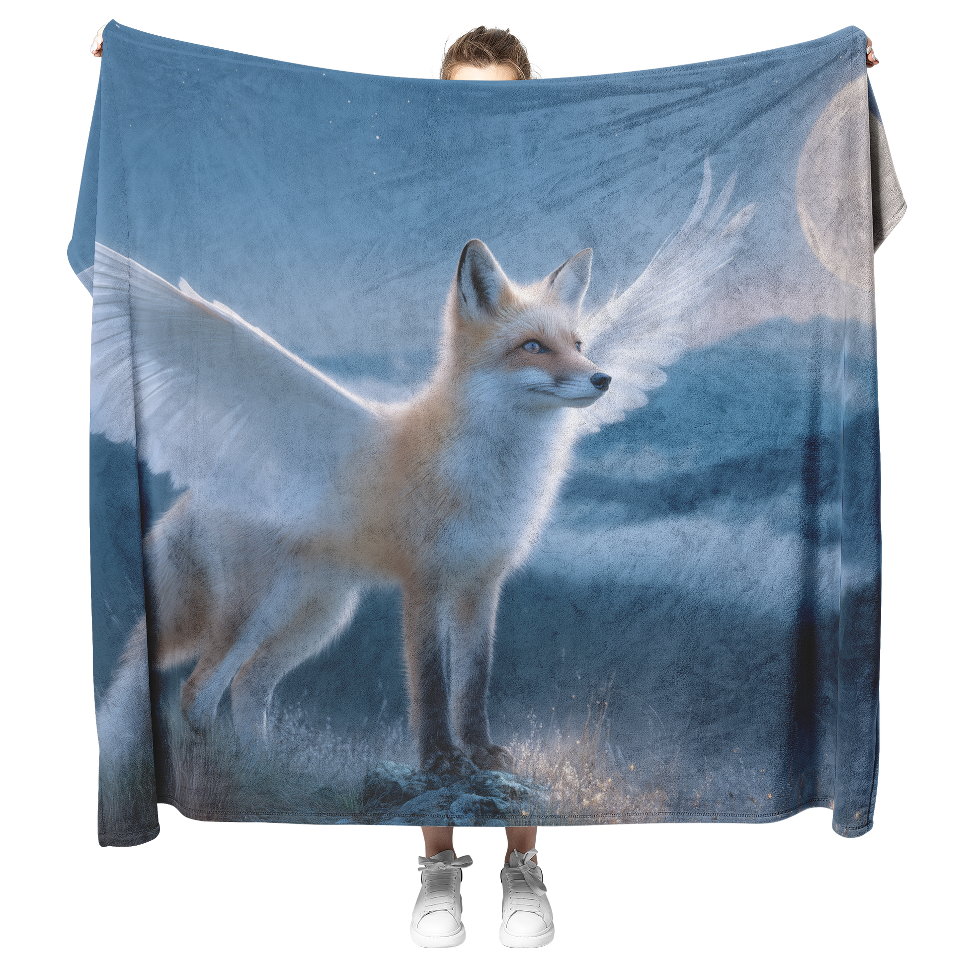 Magical_Fox_With_Wings_Standing_On_Glowi_H_Blanket_Model_Mockup.png