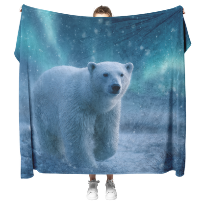 Magical_Polar_Bear_Walking_Under_Glowing_H_Blanket_Model_Mockup.png