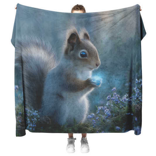 Magical_Squirrel_With_Blue_Eyes_Holding__H_Blanket_Model_Mockup.png