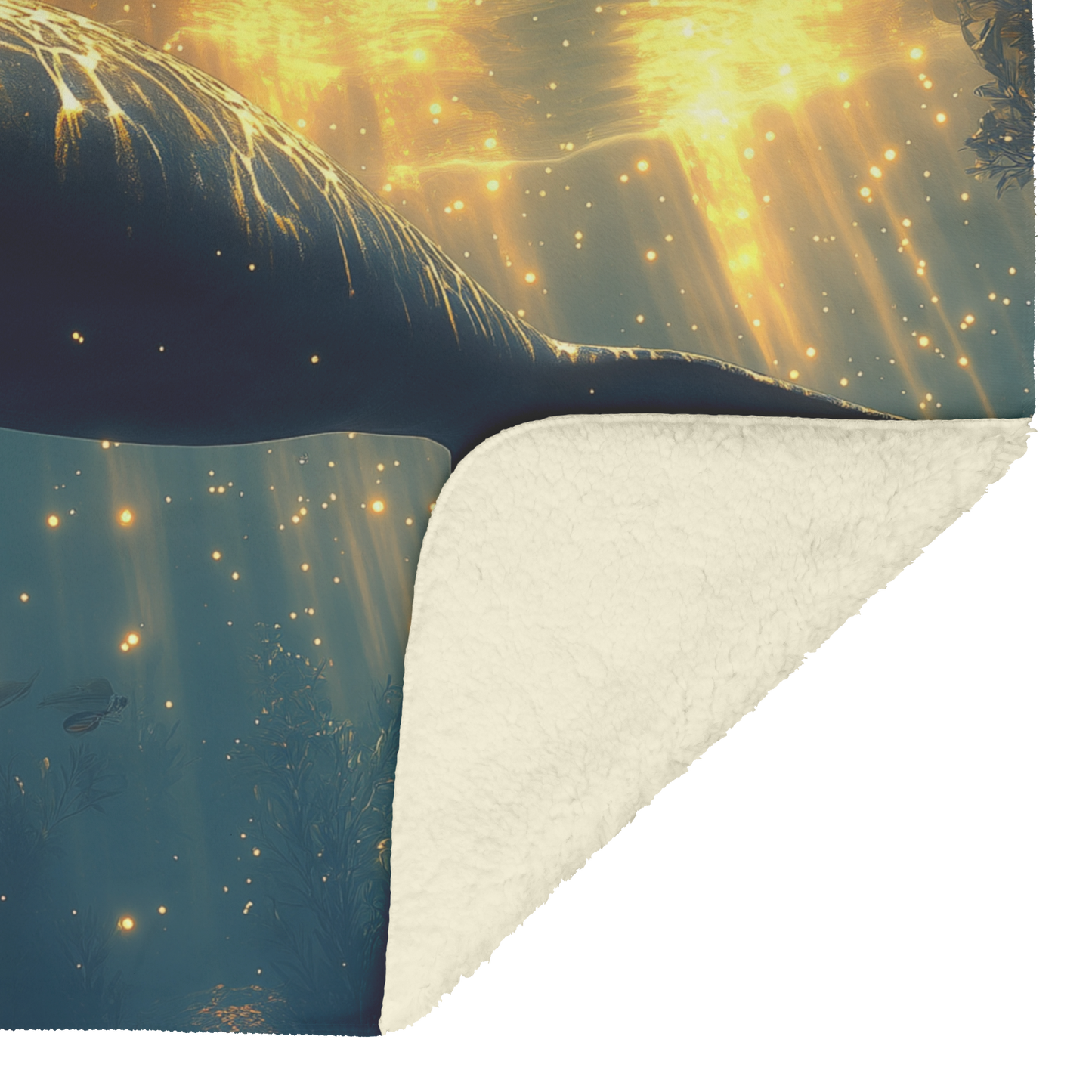Manatee_Silhouetted_Against_Golden_Water_H_Blanket_Sherpa_Mockup.png