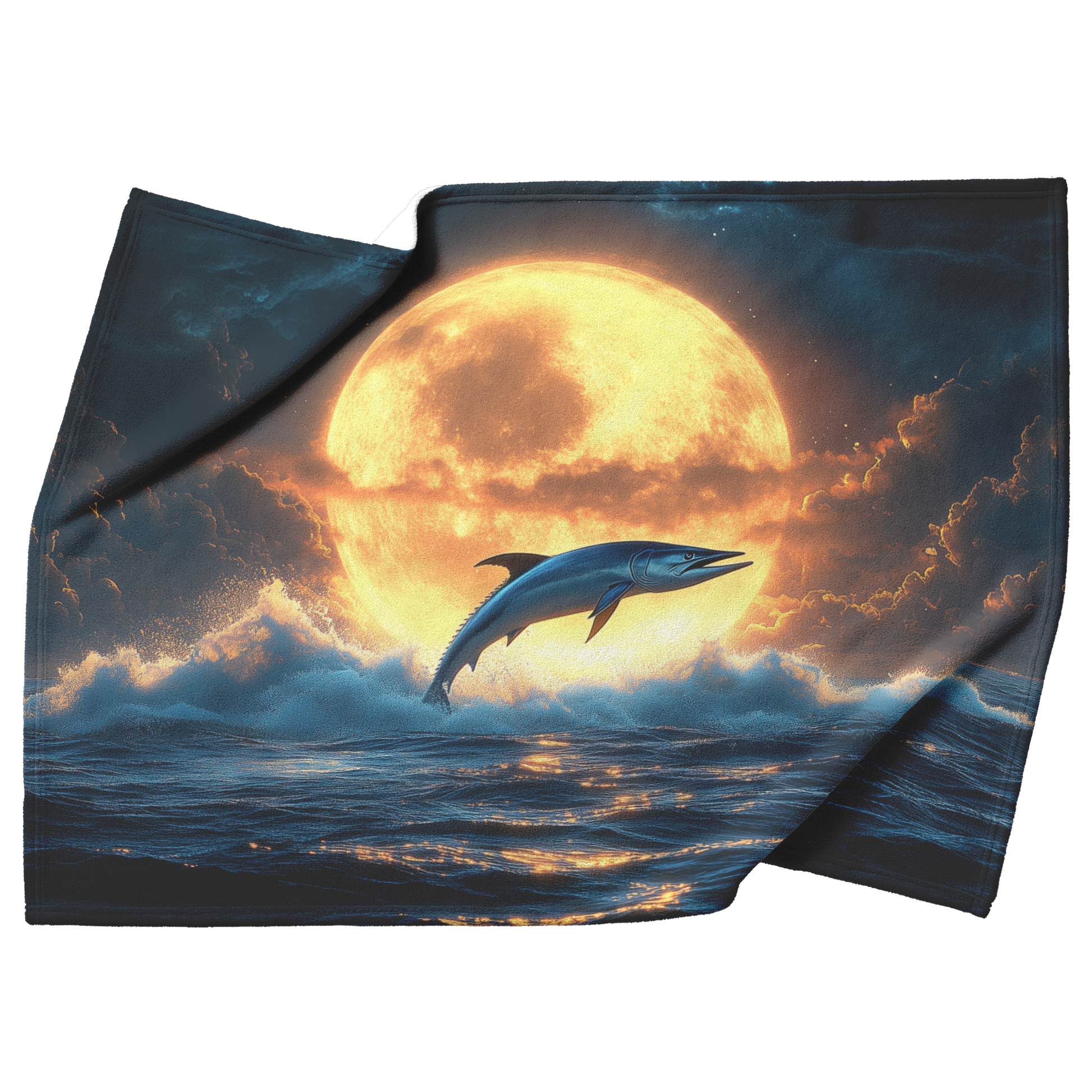 Marlin_Leaping_Silhouetted_Against_Glowi_H_Blanket_Top_Bottom_Folds_Mockup.png