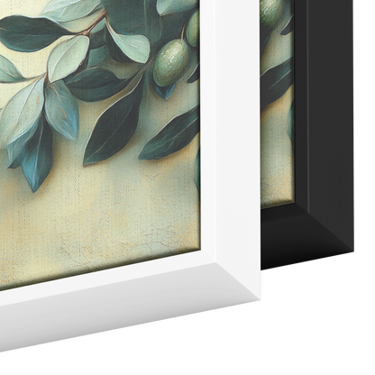 Minimalist Artwork Olive Branches Muted Green Tones Cream Background Ultra High Definition Elegant Simplicity Panoramic Framed Canvas Wall Art - Awakening Righteousness