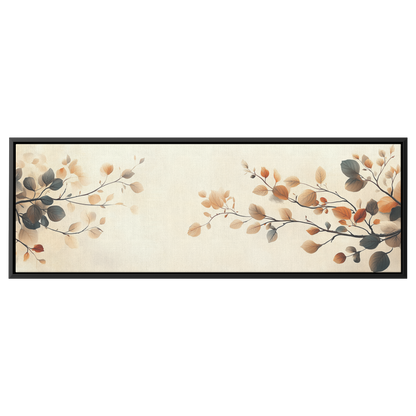 Minimalist Artwork Simple Leaves Vines Neutral Beige Tones White Background Elegant Line Art Ultra High Definition Modern Aesthetic Panoramic Framed Canvas Wall Art - Awakening Righteousness