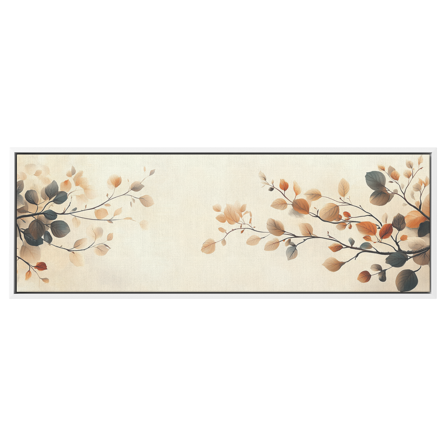 Minimalist Artwork Simple Leaves Vines Neutral Beige Tones White Background Elegant Line Art Ultra High Definition Modern Aesthetic Panoramic Framed Canvas Wall Art - Awakening Righteousness