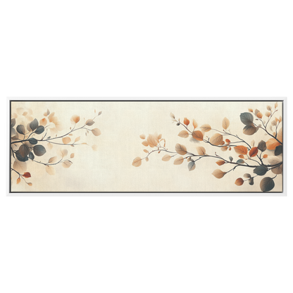 Minimalist Artwork Simple Leaves Vines Neutral Beige Tones White Background Elegant Line Art Ultra High Definition Modern Aesthetic Panoramic Framed Canvas Wall Art - Awakening Righteousness