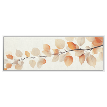 Minimalist Artwork Simple Leaves Vines Neutral Beige Tones White Background Elegant Line Art Ultra High Definition Modern Aesthetic Panoramic Framed Canvas Wall Art - Awakening Righteousness