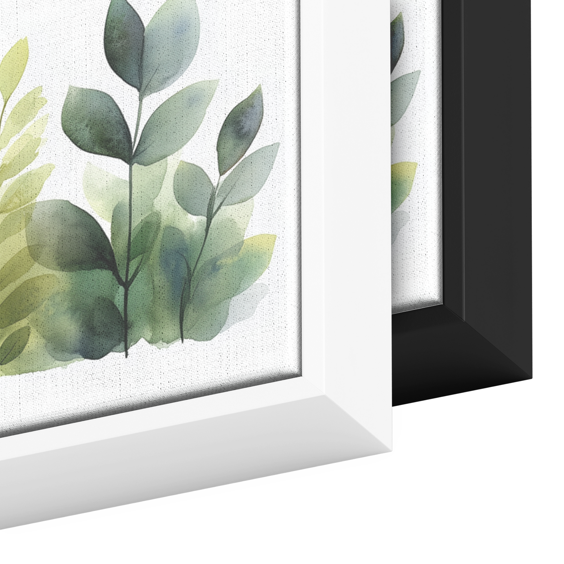 Minimalist Botanical Print Ferns Soft Green Watercolor Washes White Background Ultra High Definition Elegant Simplicity Panoramic Framed Canvas Wall Art - Awakening Righteousness