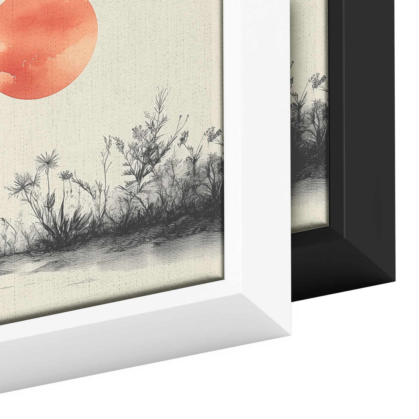 Minimalist Single Stem Floral Artwork Simple Poppy Flower Light Gray Background Ultra High Definition Luminous Linework Panoramic Framed Canvas Wall Art - Awakening Righteousness
