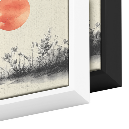 Minimalist Single Stem Floral Artwork Simple Poppy Flower Light Gray Background Ultra High Definition Luminous Linework Panoramic Framed Canvas Wall Art - Awakening Righteousness