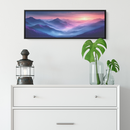 Misty_Mountain_Gradient_Soft_Purple_Blue_Framed_Canvas_H_Panoramic_Small_Lifesty_Mockup.png