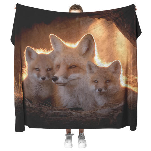 Mother_Fox_And_Cubs_Snuggled_In_Glowing__H_Blanket_Model_Mockup.png