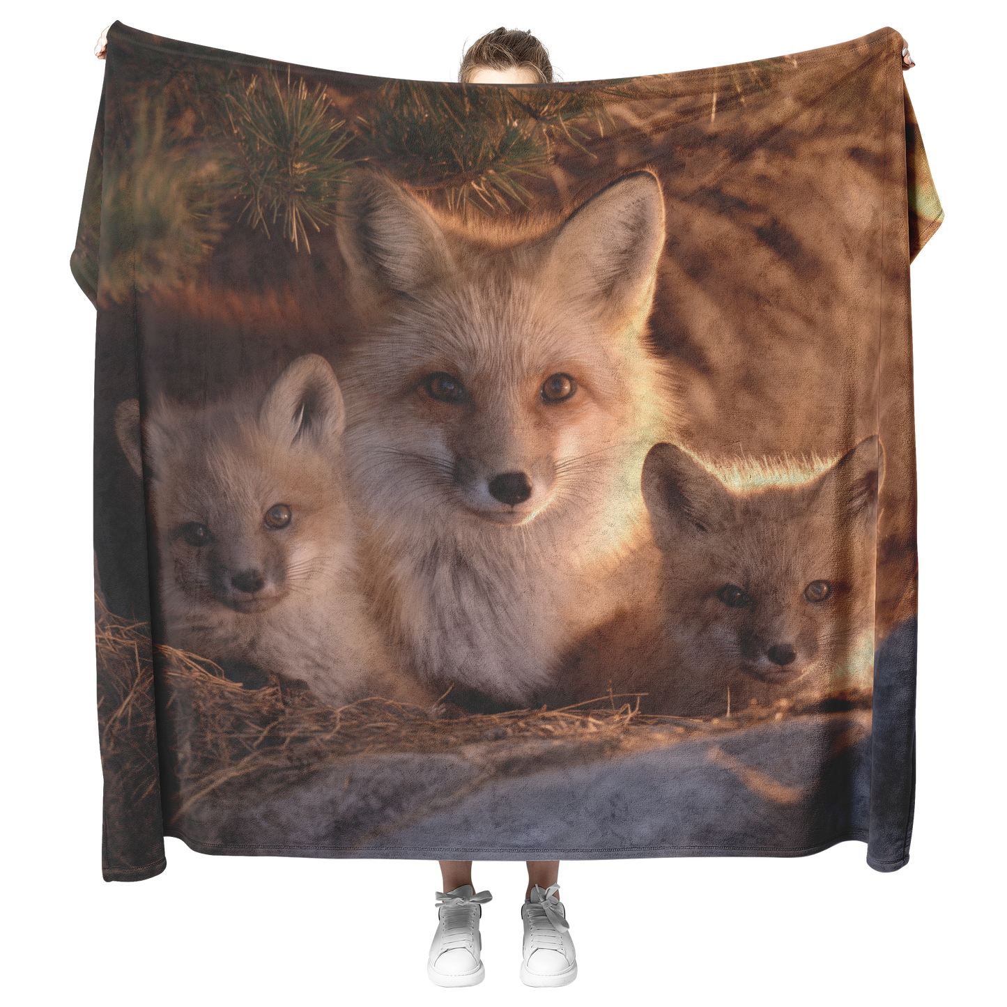 Mother_Fox_And_Cubs_Snuggled_In_Glowing__H_Blanket_Model_Mockup.png
