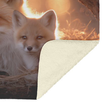 Mother_Fox_And_Cubs_Snuggled_In_Glowing__H_Blanket_Sherpa_Mockup.png
