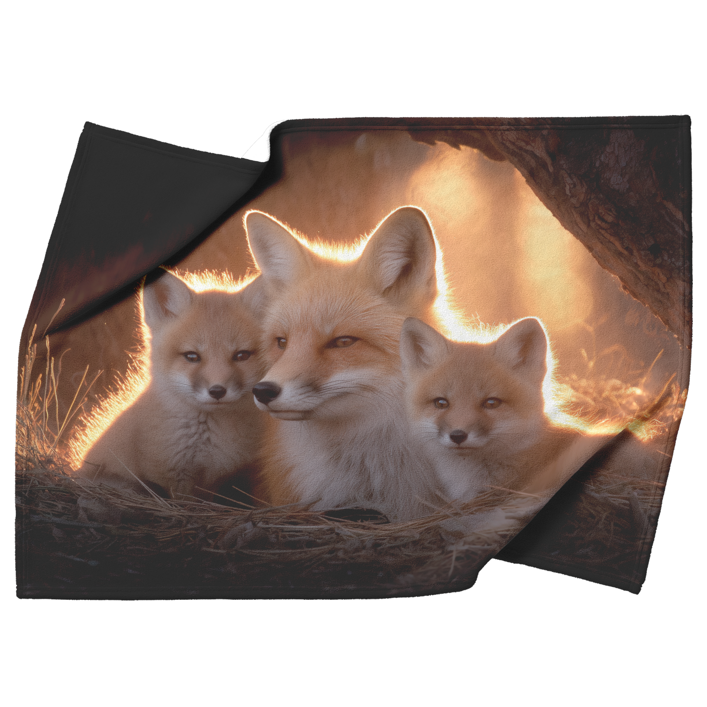 Mother_Fox_And_Cubs_Snuggled_In_Glowing__H_Blanket_Top_Bottom_Folds_Mockup.png